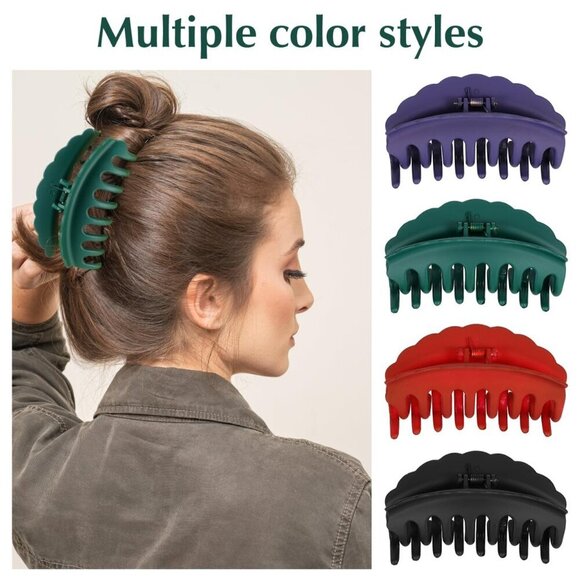 Large Plastic Hair Claw Clips 6 Pack Non-Slip Durable for Thick Fine Long Hair